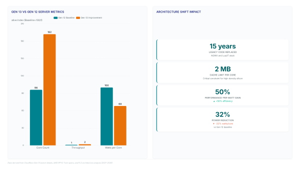 Cloudflare Gen 13 drops cache for core count